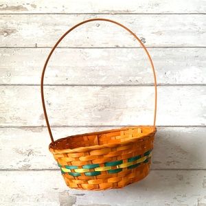 Easter Orange Wicker Decorative Egg Hunt or Gift Basket 10x8x4in